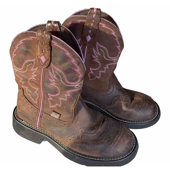 Justin Boots Shoes - Justin Gypsy Boots Womens Size 8 B Brown Western Cowgirl Pull On L9903 Leather